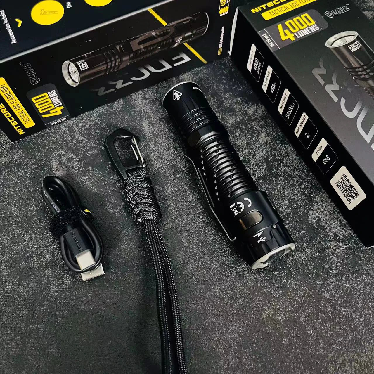 FLASHLIGHT / NITECORE EDC33 / USB-C RECHARGEABLE / 4000 Lumens / 4000mAh 18650 Li-ion Battery