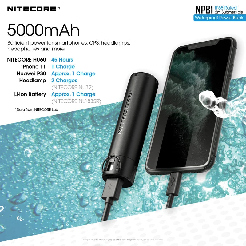 POWER BANK / NITECORE NPB1 5000mAh IP68 Rated Waterproof