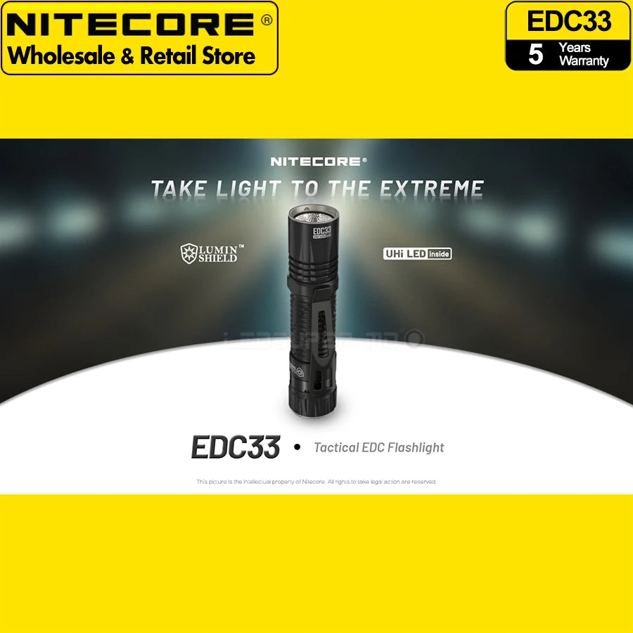 FLASHLIGHT / NITECORE EDC33 / USB-C RECHARGEABLE / 4000 Lumens / 4000mAh 18650 Li-ion Battery