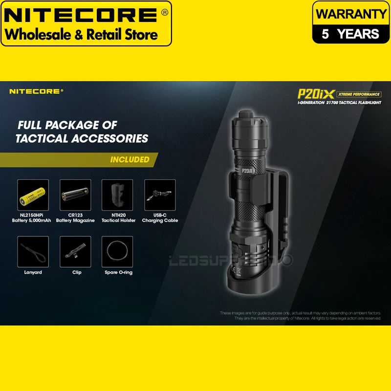 FLASHLIGHT / NITECORE P20iX / RECHARGEABLE / 4000 Lumens  NL2150HPi 5000mAh Battery